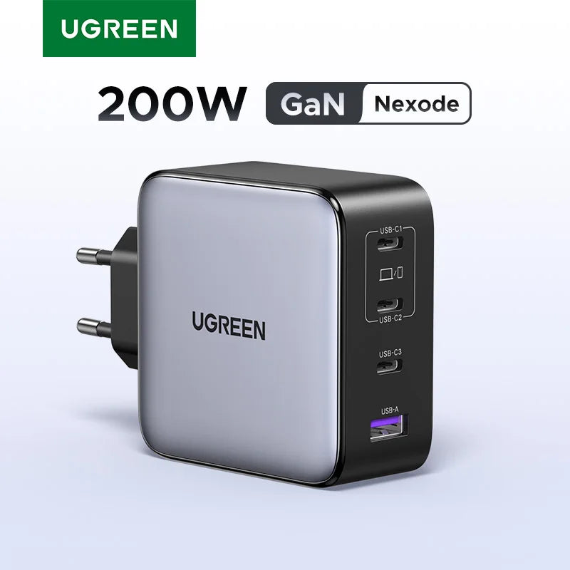 UGREEN 200W Travel GaN Charger PD 3.1 140W QC4.0 3.0 Quick Charge For Macbook Pro Laptops iPhone 17 16 Samsung S25 Xiaomi Tablet