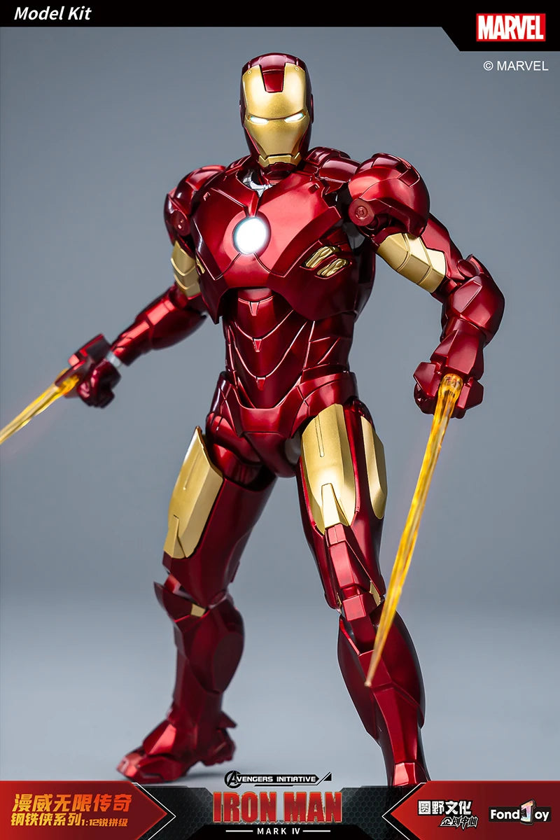 Fondjoy Marvel Iron Man MK1 Assemble Toy ABS Material First Generation Iron Man 1/12 Action Figures Toy Birthday Gifts for Boys