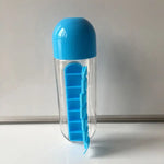 Portable Water Bottle with Built-in Pill Box for Medicines, Vitamins, Perfect for Outdoor, Gym, Fitness, Camping and Traveling