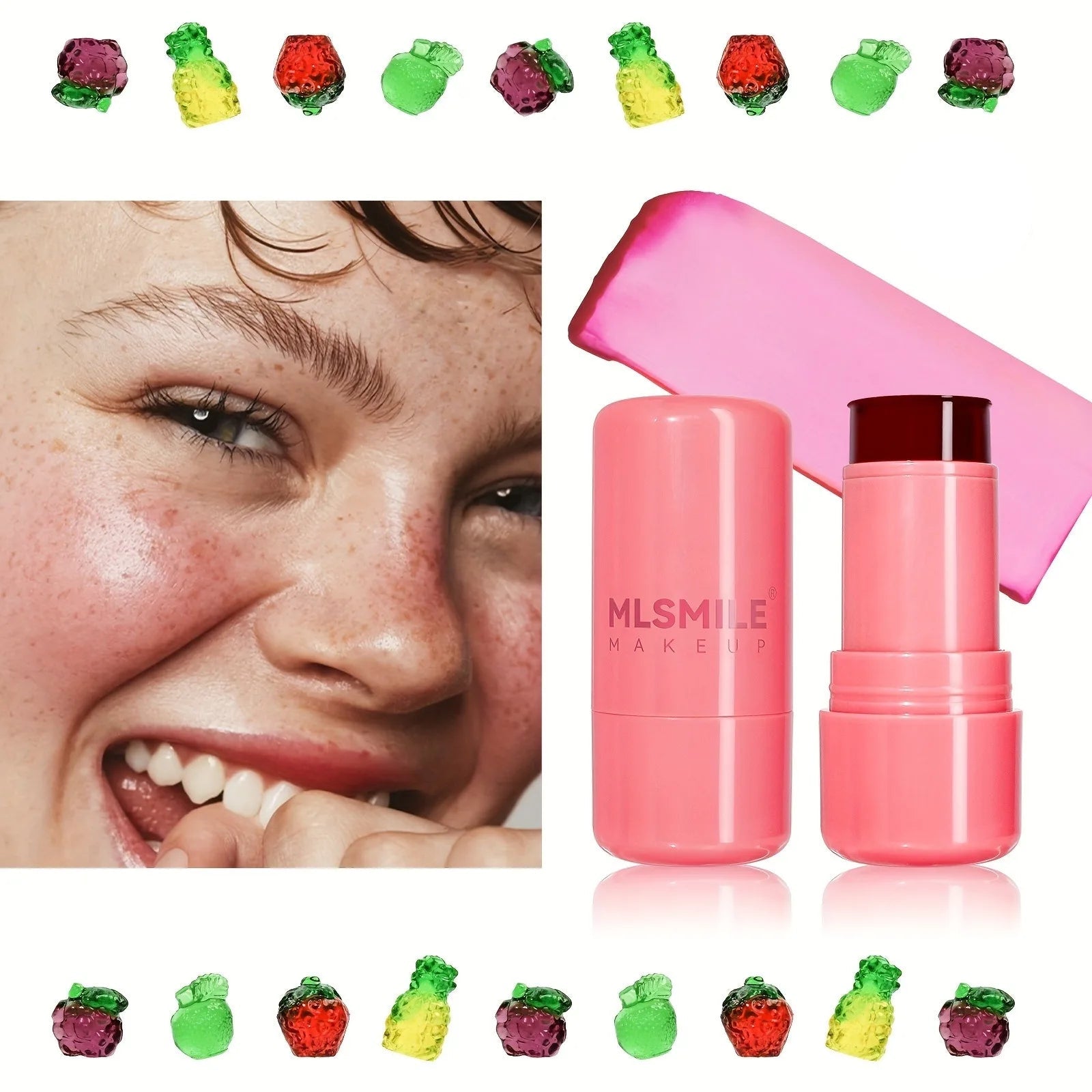 3-in-1 Jelly Powder Blusher Moisturized Long Lasting Matte 4 Color Facial Contour Rouge Brighten Lip Tin Makeup Stick