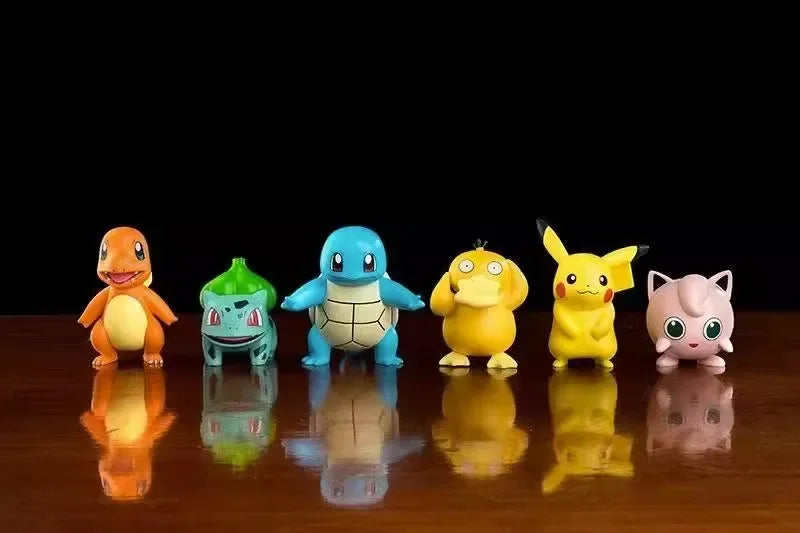 Pokemon Figures Set 6PCS Pikachu Charmander Bulbasaur Squirtle Kawaii Collectible Dolls Toys for Kids Gift