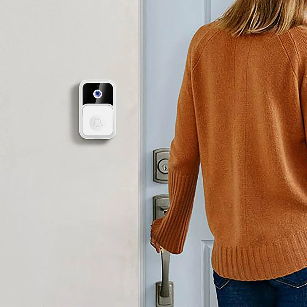 WiFi Wireless Doorbell Camera with Chime Smart Video Night Vision Indoor Security Two-Way Intercom Door Bell for Home Office