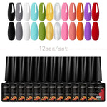 MEET ACROSS 12Pcs Gel Nail Polish Set 7.3ml Pink Blue Neon Macaron Color for Nails UV Gel LED Nail Art  Varnish Manicure Kit