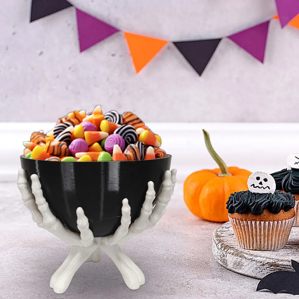 Halloween Candy Bowl Gothic Skeleton Hands Candy Storage Holder Multifunctional Halloween Organizer Holder Scary Home Decoration
