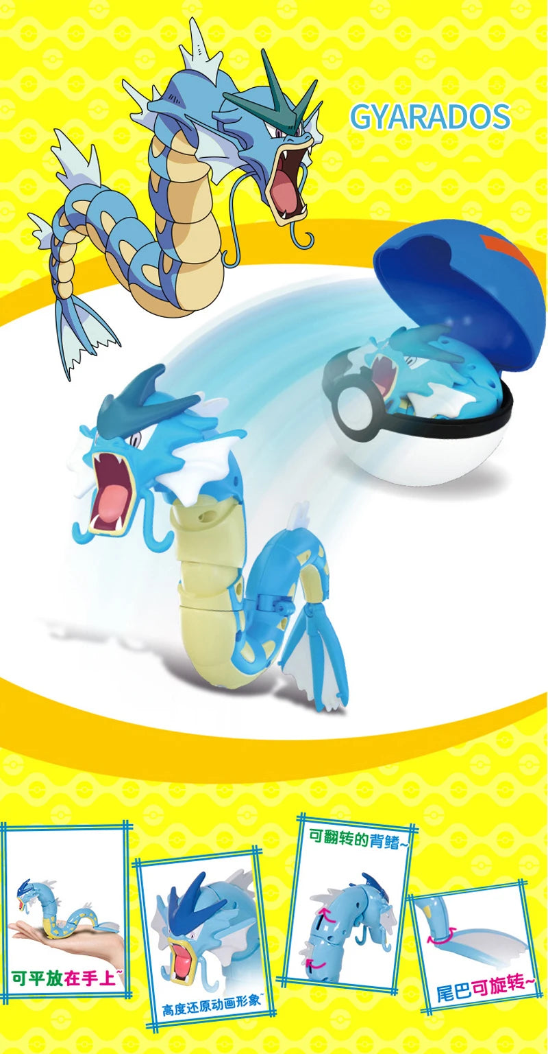 Figure Pokemon Pokeball transform Pikachu Charizard Venusaur Blastoise Mewtwo Gyarados Solgaleo Lunala Eevee poke ball toy gift
