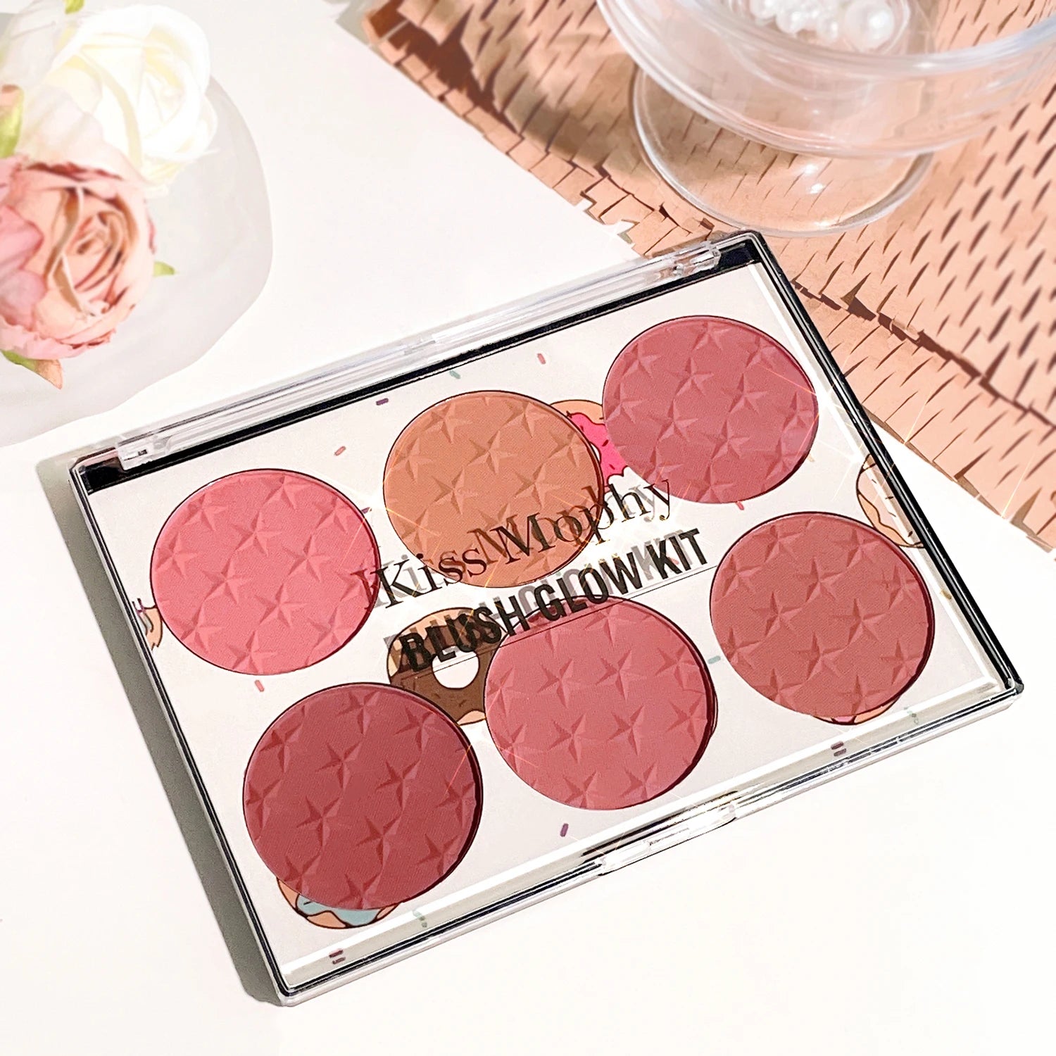 Six-color blush plate girl's heart waterproof matte pearl multi-color nude makeup natural grooming students