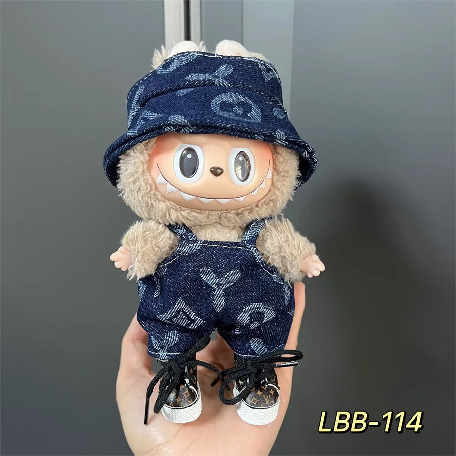 Cute Mini Plush Doll Clothes for 17cm Labubu Many Kinds of Overalls Clothes Accessories