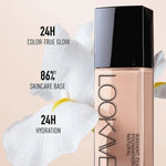 LOOKAVE Liquid Foundation Long Lasting Full Coverage Matte Cream CC Foundation Makeup Concealer Natural Liquid Base Moisturizing