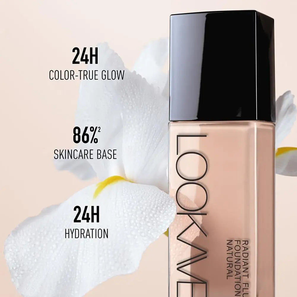 LOOKAVE Liquid Foundation Long Lasting Full Coverage Matte Cream CC Foundation Makeup Concealer Natural Liquid Base Moisturizing