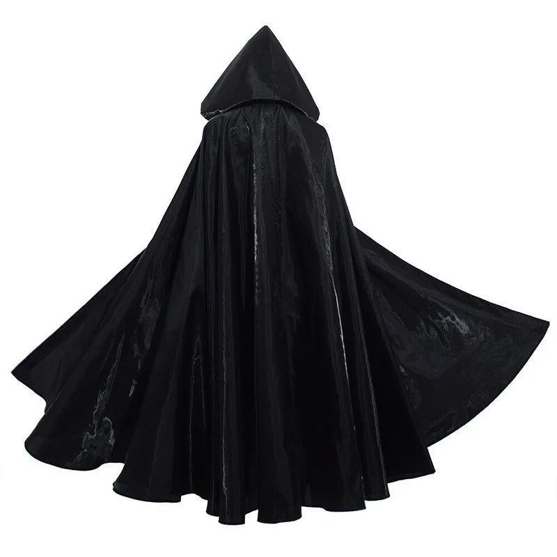 Witchcraft Vampire Robe for Adult, Hooded Long Cloak, Halloween Party, Cosplay Costume, Black, Medieval Cloaks, 2024 Hot Selling