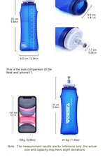 Widesea Camping 600ml Soft Water Bottle Drinking Sport Folding Bag Flask Outdoor Running Hydration Pack Waist Bicycle BPA Free