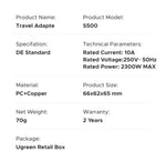 UGREEN Universal Travel Adapter Extension Socket EU/US/UK Plug Converter Multi-Country Power Adaptor for EU US UK KR RU Outlets