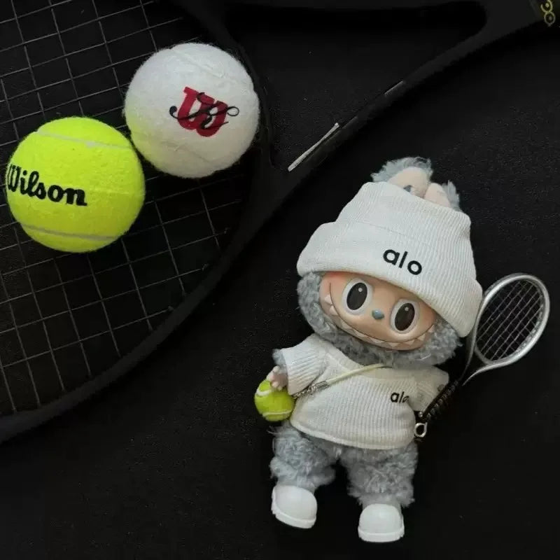 Cute Labubus Bunny Doll alo Accessories with Knitted Clothes Labu  bu Tennis Sports Set Sweater for Toy Collectors Clothes