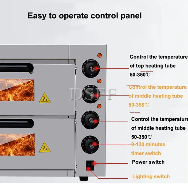 Commercial Double-Layer Kitchen Utensils, Pizza Bread Baking Machine, Household Electric Oven Machine