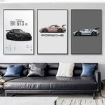 Porsche Cars Poster Self-adhesive Art Waterproof Paper Sticker Coffee House Bar Room Wall Decor
