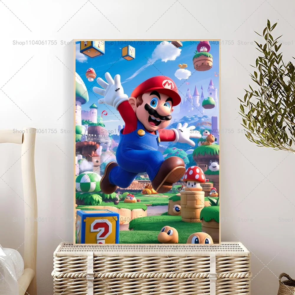 1PC Classic Anime Movie M-Marios Poster Self-adhesive Art Waterproof Paper Sticker Coffee House Bar Room Wall Decor