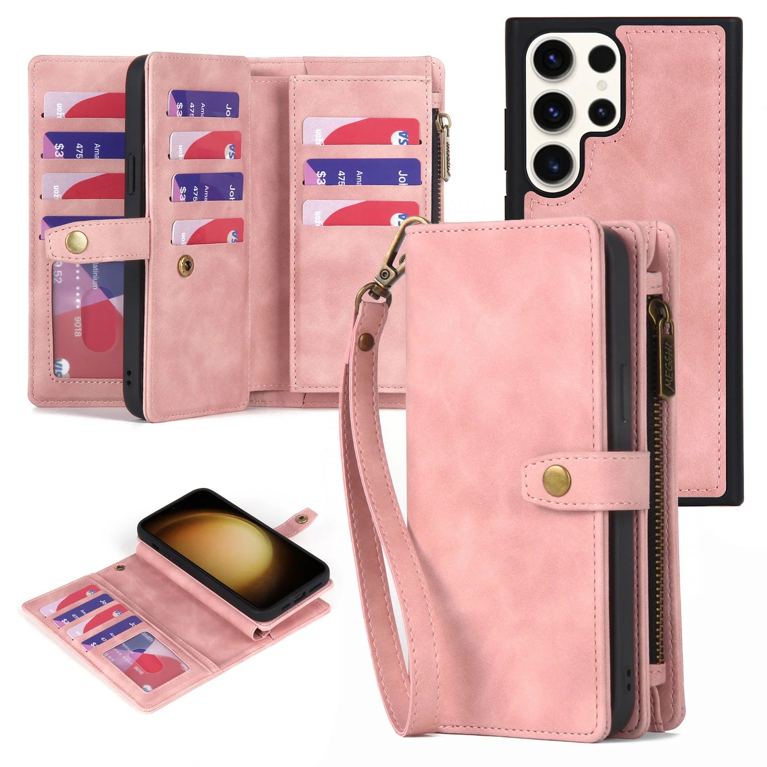 for Samsung Galaxy S23 S22 Ultra S21 S20 FE Plus A14 A34 54 A12 A33 A52 A53 A72 A73 Multifunctional Wallet Leather Case Cover