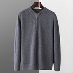 100% pure wool sweater round neck men's thick solid color long sleeved pullover sweater zipper wool knit winter cashmere sweater