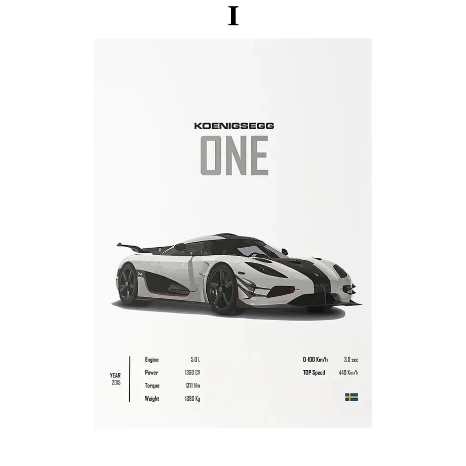 Supercar Bugatti Konissegg McLaren Pagani Wall Art Canvas Painting Nordic Posters And Prints Wall Pictures For Living Room Decor