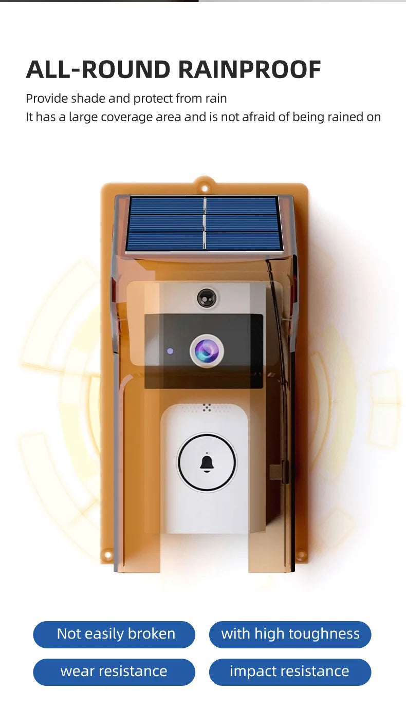 Smart Visual Doorbell with Solar Panel, Anti-Explosion Design, Real-Time Monitoring, Voice Distortion, Waterproof Cover