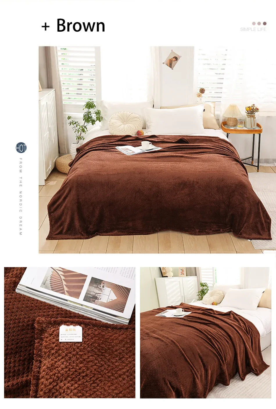 Japan Style Coral Fleece Blankets 300gsm Spring Summer Soft Fluffy Faux Fur Mink Throw Solid Sofa Cover Bedspread Plaid Blankets