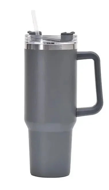 40oz Stainless Steel Car Cup Large Capacity Water Cup with Handle and Straw Double-walled Insulated Travel Mug Holiday Gifts