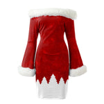 Christmas Party Dresses For Women Autumn Winter Plush Off Shoulder Long Sleeve Dress Xmas Elegant Robe Evening Gowns Vestidos