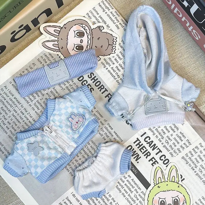 Suspenders Suit For 17cm Labubu Doll Clothes All-match Colour Outfit Doll Accessories Fashion Design Lovely Little Bear Star