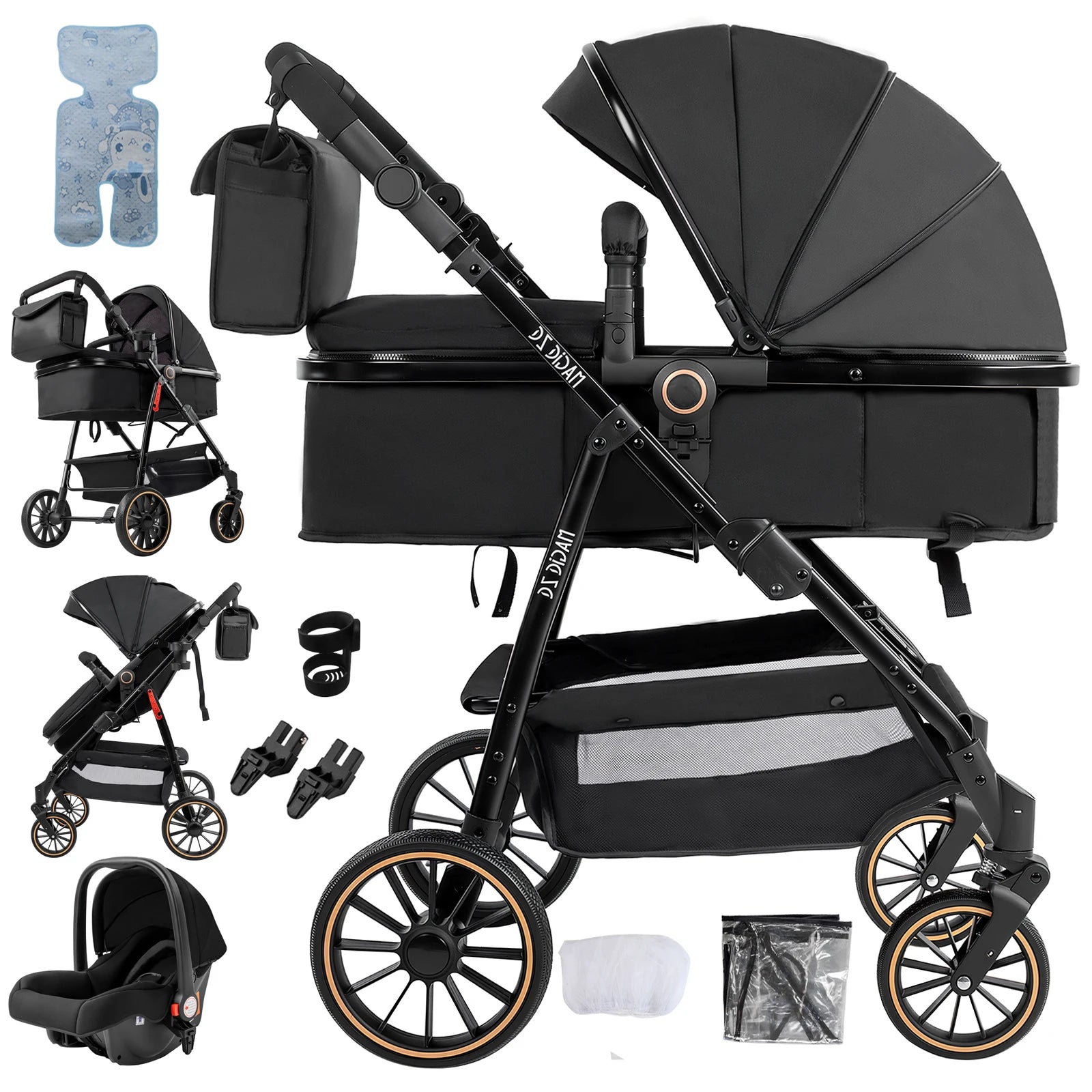 Baby Carriage Light Stroller Baby Stroller 3 in1 Foldable pushchair high quality prams Lie Flat Baby Stroller adjustable seat