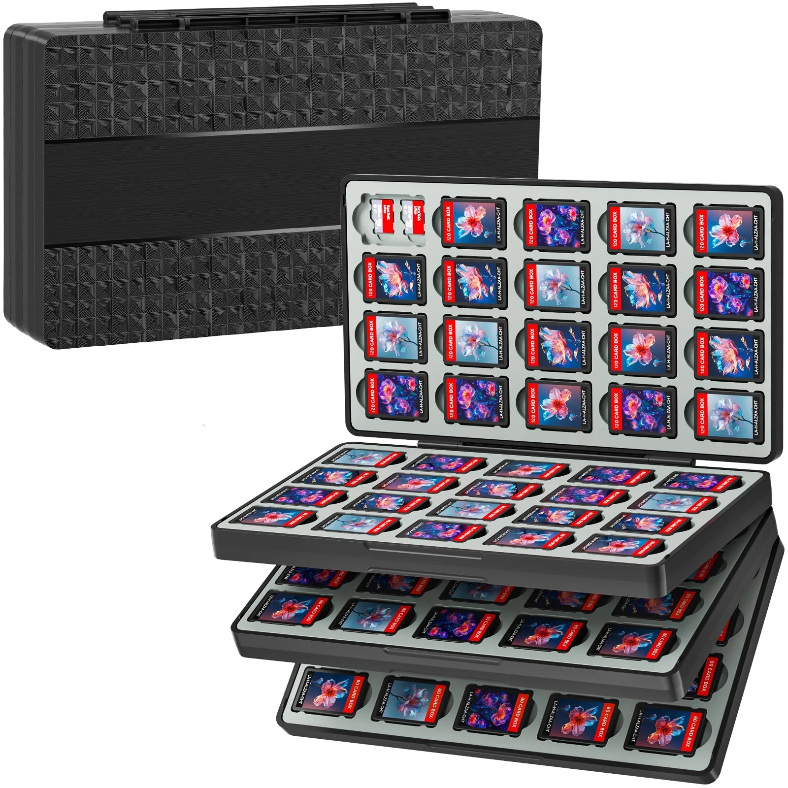 Game Card Case for  Switch 2 & Switch OLED & Lite, Memory Storage Holder with 120 Game Card Slots and 240MicroSD Cards S