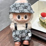 17cm For Labubu Doll Clothing Skirt Bowhair Accessory Set Retro Bib Pants Clothes Luxury Messenger Bag Shoes Set Sitting Party