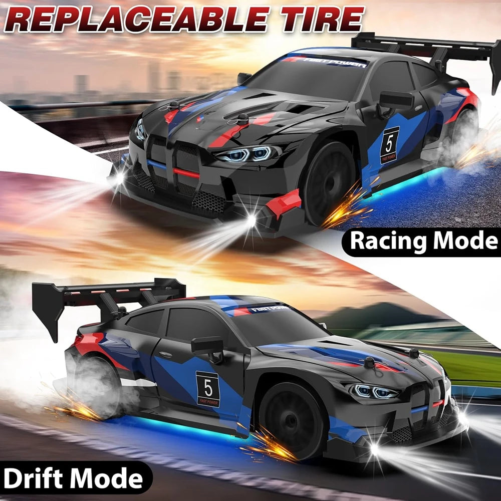 RC Drift Car 4WD Remote Control High Speed Racing Vehicle with LED Lights 2.4GHz Radio 4x4 Off-Road Truck Toy for Children Kids