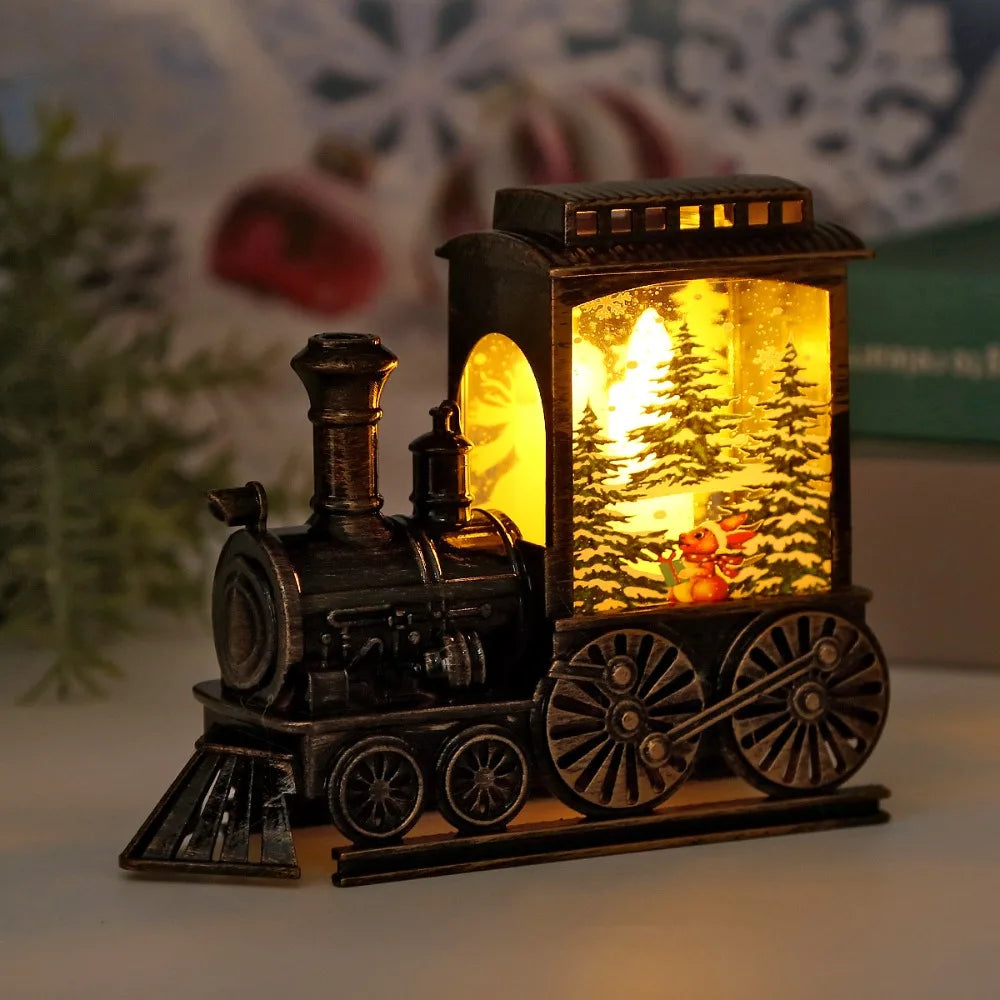 Christmas LED Night Light Santa Claus Vintage Portable Train Night Lamp Home Christmas Decoration 2025 Navidad New Year Kid Gift