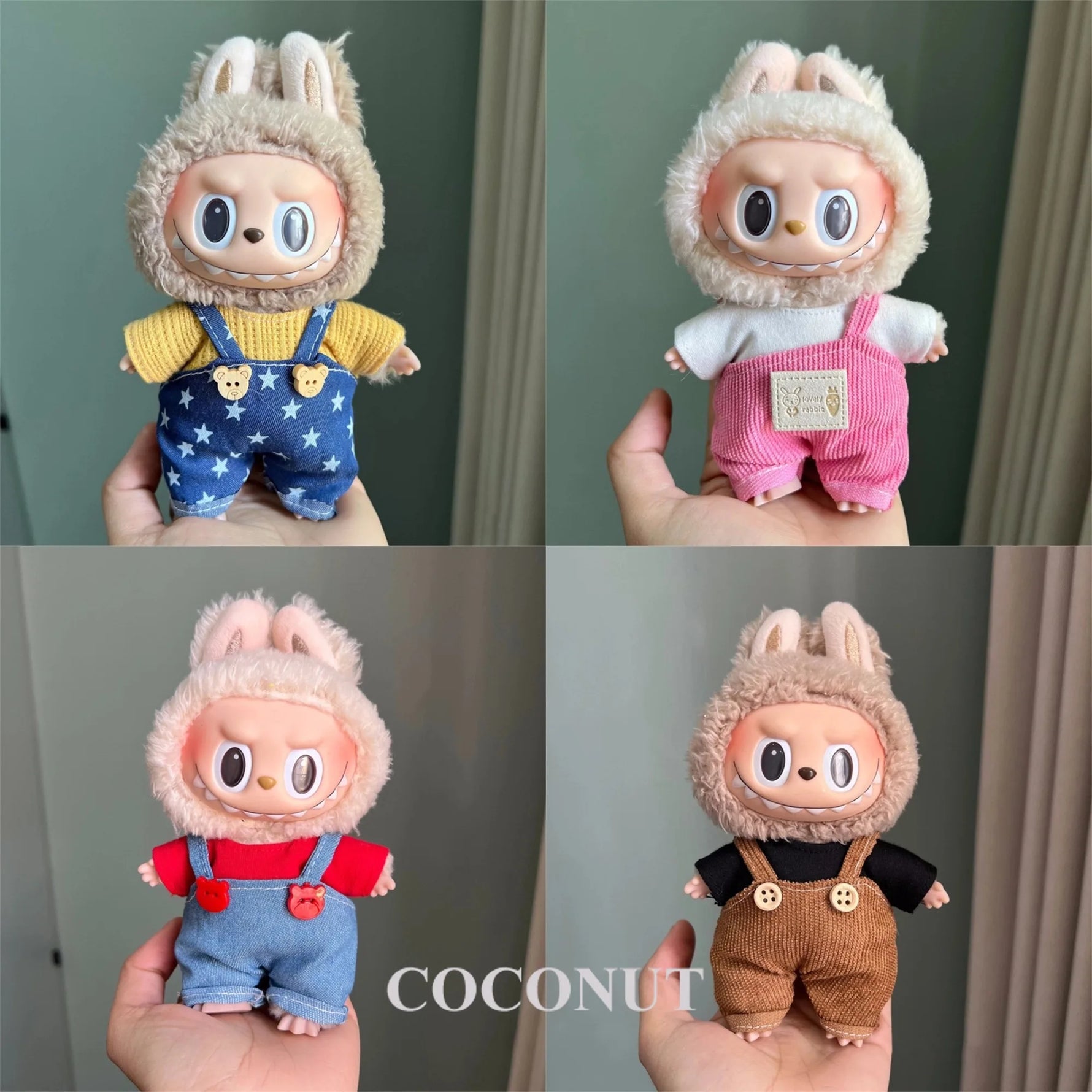 Suspenders Suit For 17cm Labubu Doll Clothes All-match Colour Outfit Doll Accessories Fashion Design Lovely Little Bear Star