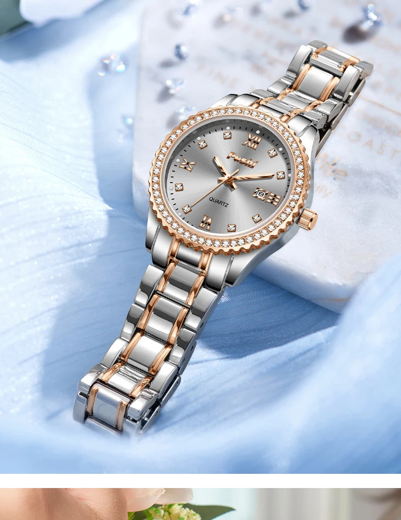 POSHI 990 Fashion Women Watch Elegant Business Quartz Wristwatch Lady Casuan Dress Watches With Date Display Original Clock