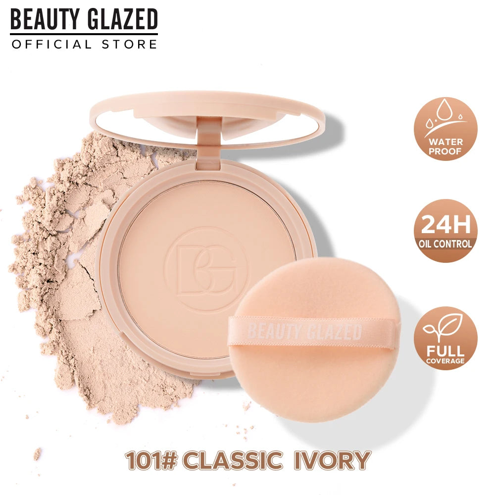 BEAUTY GLAZED Oil Control Matte Face Powder Long Lasting Flawless Setting Powder Face Makeup With Mirror