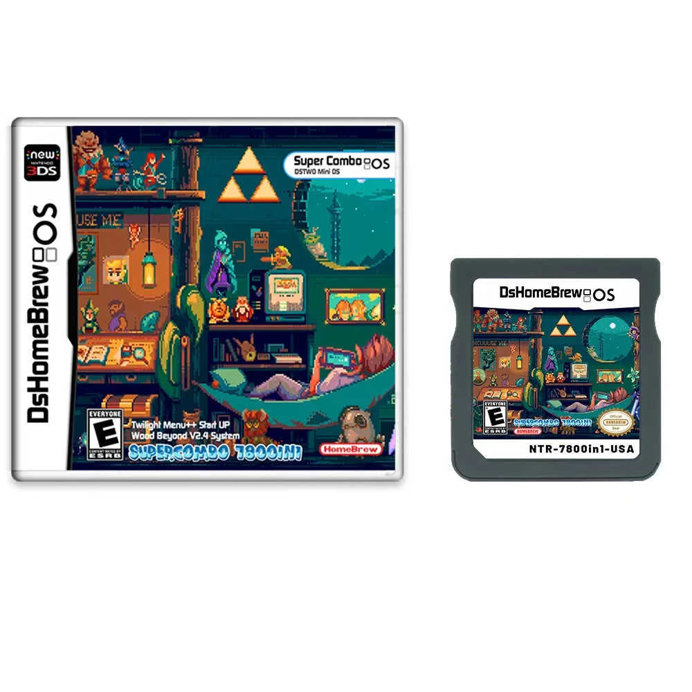 NDS 7800-in-1 Game Cartridge for 3DS/NDS – R4 Flash Card with Retro Classics | Zelda, Pixel Games & More