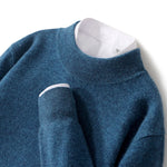 100% Pure Wool Sweater For Men, Half High Neck Knitted Pullover, Long Sleeved Casual Autumn Winter Thick High-End Sweater Warmth