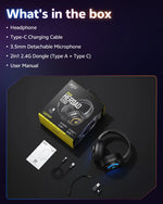 QCY Heroad V200 Gaming Over Ear Headphone Wireless Bluetooth 6.0 with Mic 50mm Driver 7.1 Surround Sound Dynamic EQ RGB Headset