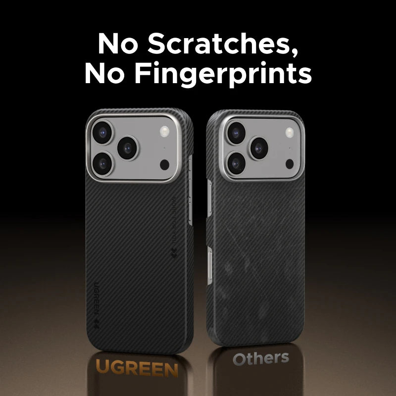 UGREEN Aramid Fiber Case for iPhone 17 Pro Max Aramid Fiber Thin Cover Military Protection Slim Hard Back Case Matte Black