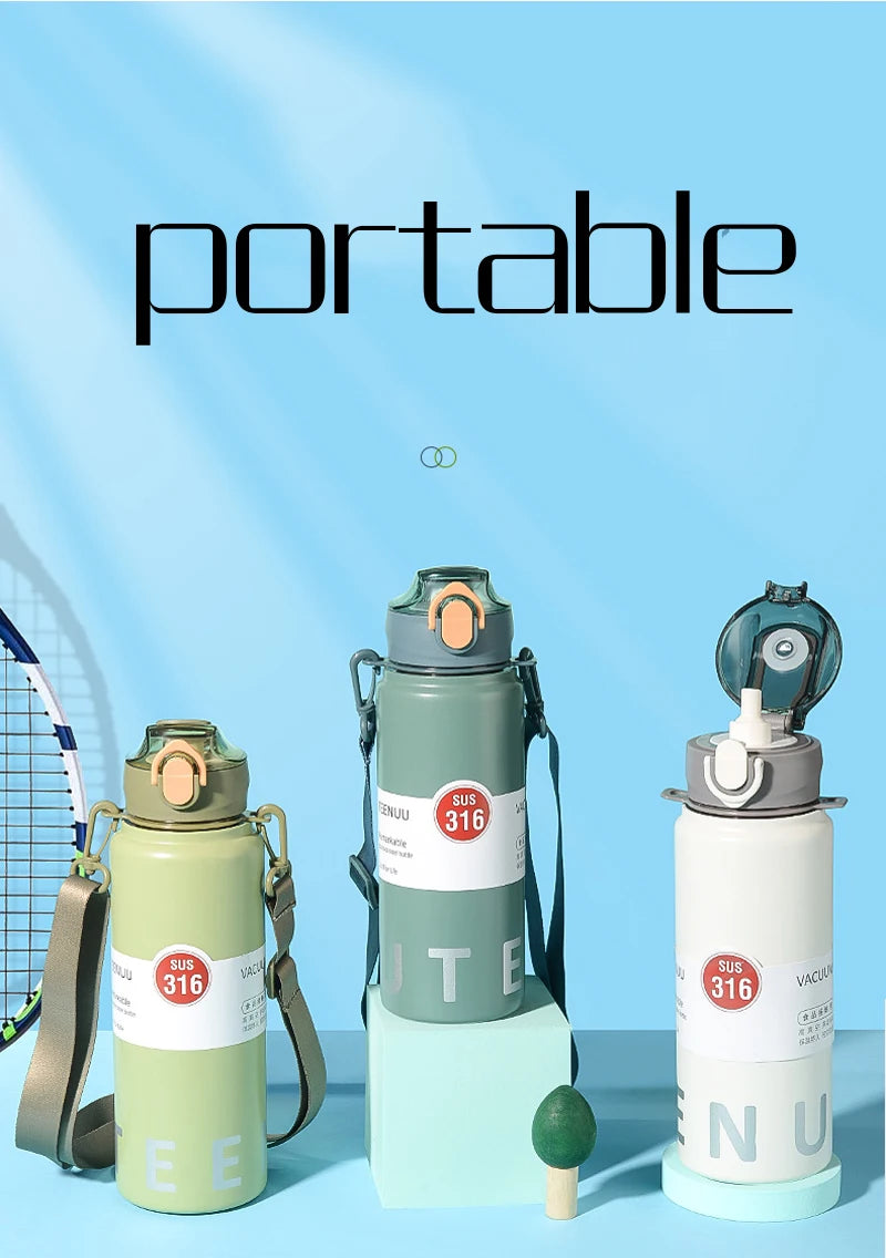 Stainless Steel Thermo Bottle Thermal Water Bottle Large Capacity Tumbler Portable Cold Hot Drinks Thermos Cup Fitness Cold Hot