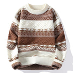 Autumn Winter New Casual Sweater Men Fashion Striped Patchwork Knit Pullovers Mens O-Neck Loose Youthful Vitality Sweaters Man