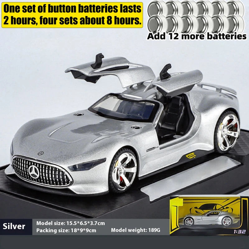 1:32 Batmobile Vision GT AMG Super Concept Car Diecast Metal Alloy Model Car Pull Back Sound And Light Bat Custom Edition Friend