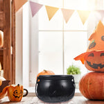 Halloween Themed Decorations Large Size Witch Bucket Plastic Round Basket Candy Cauldron Bucket Witch Basket Plastic Treat Black