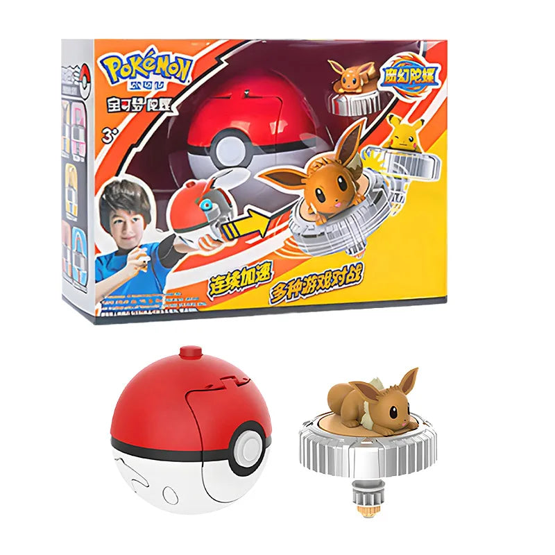 Pokemon spinning top ball toy action figure original Pikachu Charmander Squirtle Mew Eevee box gyro spin battle game poke child