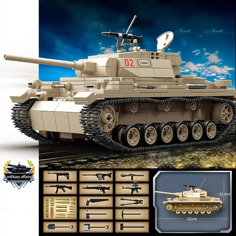 Germany Series Tank III L WW2 Military Series Tank Building Blocks  Bricks Model Set for Kids Educational Toys Christmas Gifts