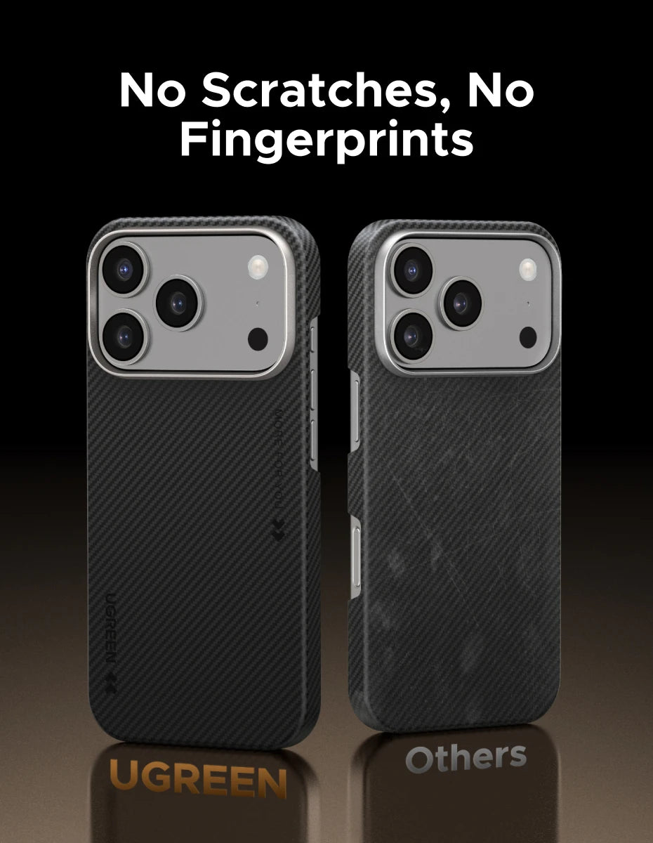 UGREEN Aramid Fiber Case for iPhone 17 Pro Max Aramid Fiber Thin Cover Military Protection Slim Hard Back Case Matte Black