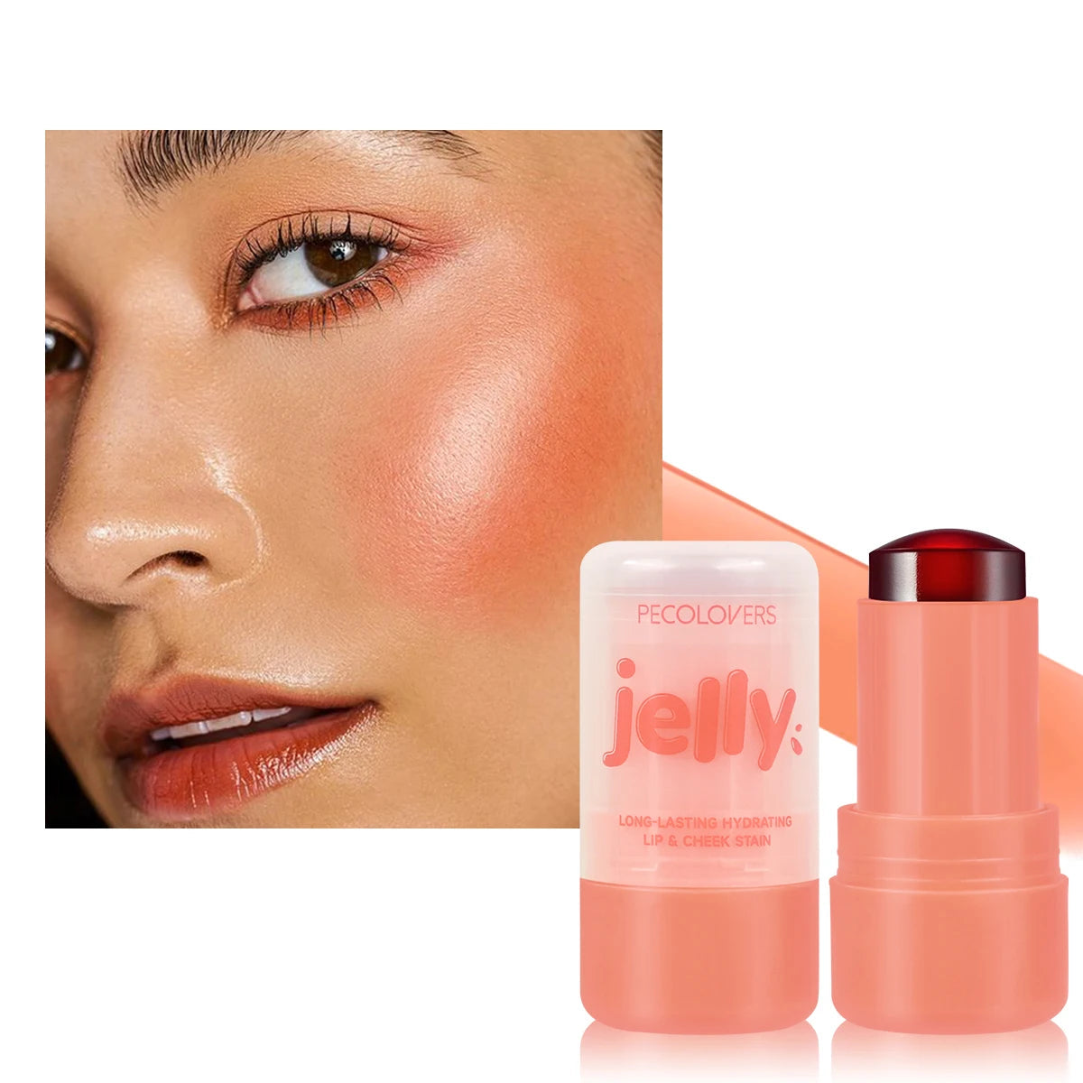 3 in 1 Blusher Stick Long Lasting Waterproof Matte Blush Eyeshadow Lip Universal Jelly Tint Stick Matte Contour Makeup