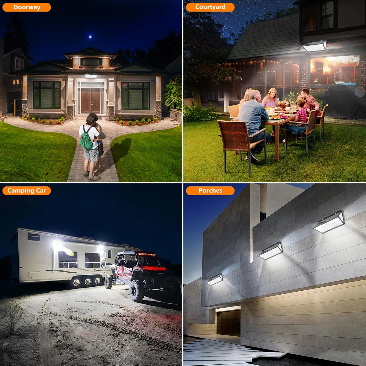 Super Bright Solar Wall Lamp with 3-Mode Solar Powered Flood Lights, IP65 Waterproof for Outdoor Yard and Street