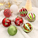 16 Pcs 8cm Painted Christmas Balls Set Cartoon Red Black Gold Electroplated Christmas Hanging Balls DIY Plastic